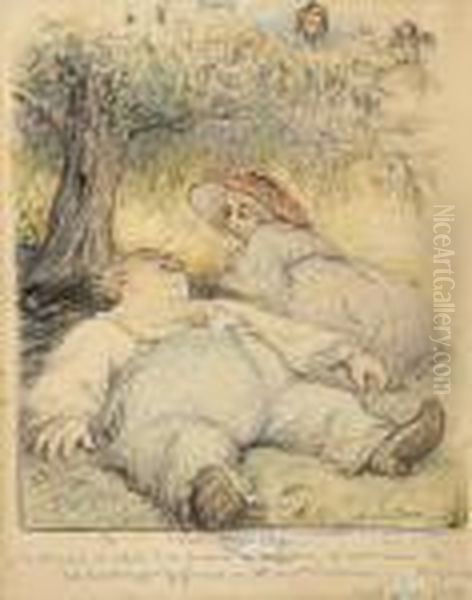 Couple De Normands Sous Le Pommier Technique Mixte Signee Et Datee 1917 - view 1