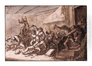 Peasants fighting in a Tavern by Thomas Wyck