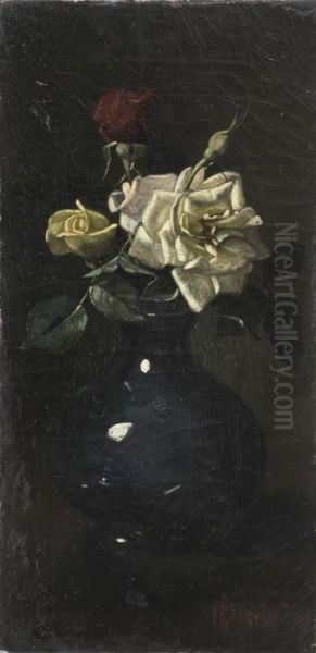 Blue Vase With Roses - view 1