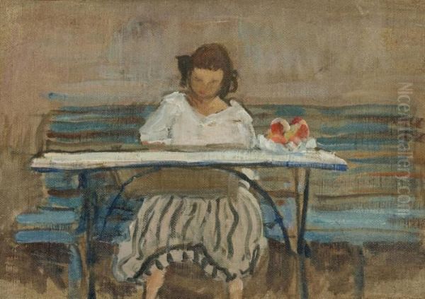 Jeune Fille Dessinant Au Jardin - view 1
