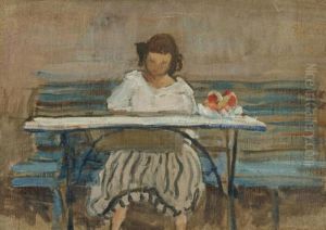 Jeune Fille Dessinant Au Jardin by Henri Lebasque