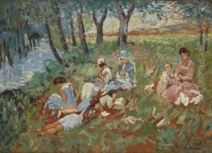 Les Andelys, La Famille Lebasque Au Bord De L'eau