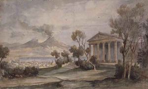 PD.255-1985 The Villa Saliceti, Naples below and Mt. Vesuvius in the distance, 181 by Hugh William Williams