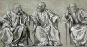Three Seated Draped Male Figures by Frederick Leighton