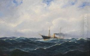 Lotsendampfer Auf Hoher See by Heinrich Leitner