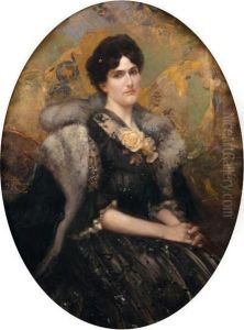 Portrait De Femme Aux Fleurs Jaunes by Rene Lelong
