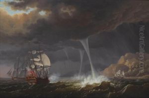 A Frigate Aground In West Indian Waters In A Tropical Storm With Waterspouts