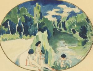 Bathers On The Sura by Aristarkh Vasilievic Lentulov