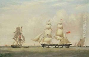 The Black Ball Line Brig, Wupper off Spurn Head, 1849 by John Ward