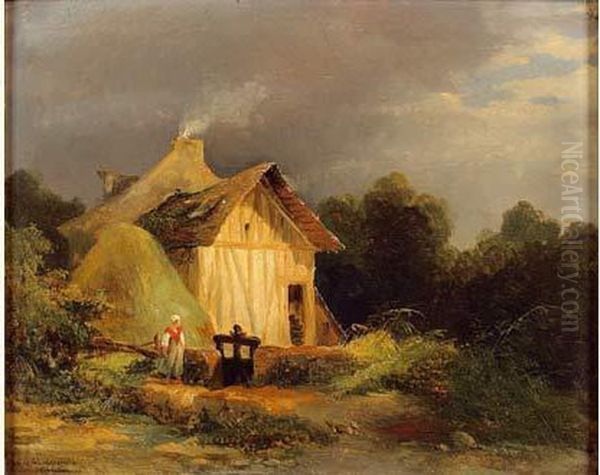 Paysanne Devant Une Chaumiere - view 1
