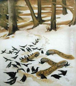 Birds Feeding in the Snow by Madeline Wyndham