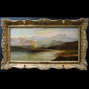 Figures By A Highland Lake by Charles Leslie