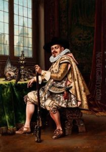 Adliger In Herrschaftlichem Salon Nach Der Jagd