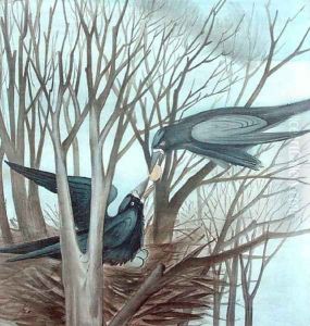 Two Rooks Feeding in a Tree by Madeline Wyndham