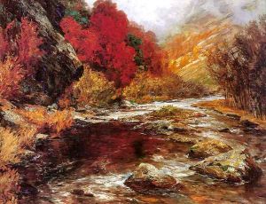 A River in an Autumnal Landscape by Olga Wisinger-Florian