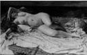 Baigneuse Assoupie Au Bord De La Mer by Auguste Leveque