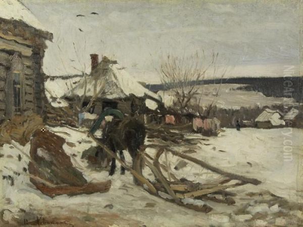 Horse-drawn Sled In The Winter - view 1