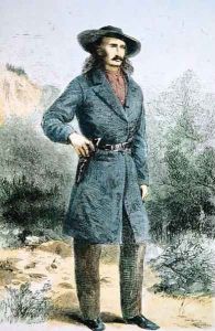 The first published picture of Wild Bill Hickok (1837-76) printed in Harpers magazine, February 1867 by Alfred R. Waud