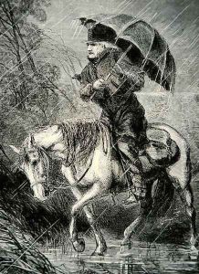 The Circuit Rider, illustration from Harpers Weekly, 12th October 1867 by Alfred R. Waud