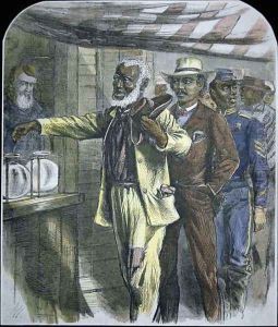 The First Vote for black voters in the South during state elections of 1867 by Alfred R. Waud