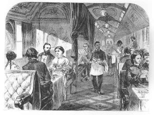 The Palace Hotel car of the Union Pacific Railway, mid-19th century by Alfred R. Waud