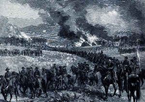 The rear-guard: General Custers division retiring from Mount Jackson, October 7th 1864, illustration from Battles and Leaders of the Civil War, edited by Robert Underwood Johnson and Clarence Clough Buel by Alfred R. Waud