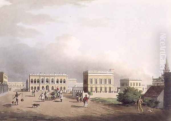 The Old Court House, Calcutta, plate 17 from Twenty Four Views in Hindostan, engraved by Harradon, pub. by Edward Orme (1774-c.1820) 1805 - view 1