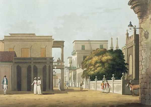 A View of Part of St. Thome Street, Fort St. George, plate 12 from Twenty Four Views in Hindostan, engraved by H. Merke, pub. by Edward Orme (1774-c.1820) 1804 - view 1