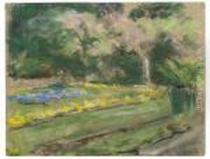 Die Blumenterrasse Im Wannseegarten Nach Nordwesten by Max Liebermann