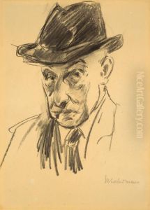 Selbstbildnis Mit Schwarzem Hut by Max Liebermann