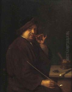 A young man seated at a table holding a cigar in one hand and a pipe in the other; an Allegory of Smell