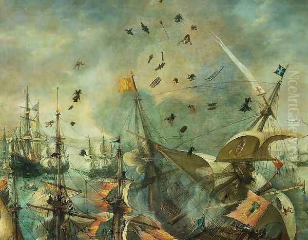 Explosion of the Spanish Flagship in the Battle of Gibraltar, 1607 [detail #1] - view 1