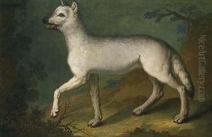 A White Wolf In A Landscape by Heinrich Lihl