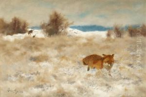 Fox And Hounds by Bruno Andreas Liljefors