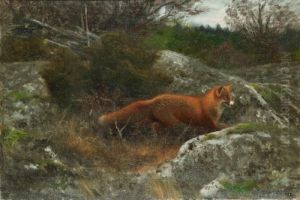 Rav I Hostlandskap by Bruno Andreas Liljefors