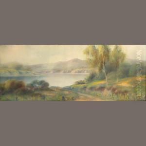 Wildflowers And Trees Along A Peaceful Lake by Harry Linder