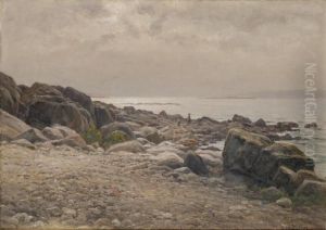 Kustlandskap Med Klippor Och Figurer Kustlandskap Med Klippor Och Figurer