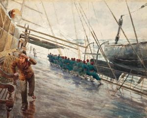 Ship On A Stormy Sea by Berndt Adolf Lindholm
