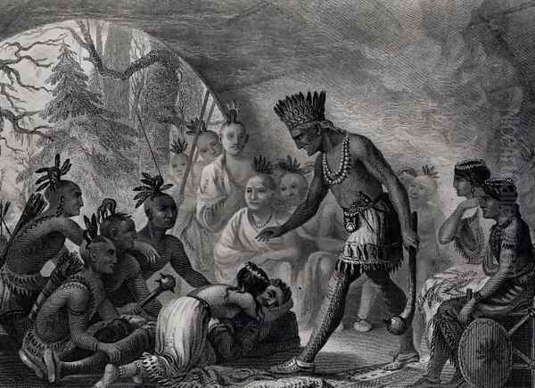 Captain Smith rescued by Pocahontas, 1607, engraved by D.G.Thompson, 19th century - view 1