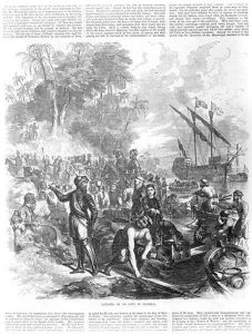 Landing of De Soto in Florida, from Ballous Pictorial Drawing-Room Companion, 1855 by Asa Coolidge Warren