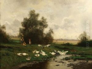 Geese By A Pond