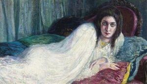 Fanciulla Sul Sofa by Enrico della (Lionne) Leonessa