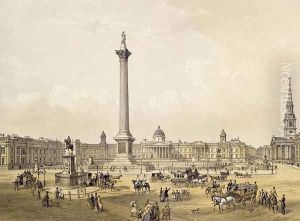 Trafalgar Square, with The National Gallery and St. Martin's Church, engraved by Thomas Picken (fl.1838-d.1870) pub. 1852 by Lloyd Bros. & Co. by Edmund Walker