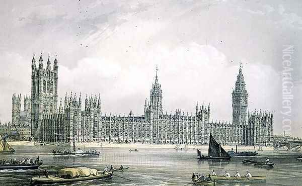 The New Houses of Parliament, engraved by Thomas Picken (fl.1838-d.1870) pub. 1852 by Lloyd Bros. & Co. - view 1