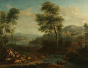 Sheepherders In A Landscape by Andrea Locatelli
