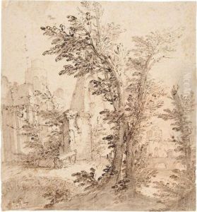 Paesaggio Con Alberi E Rovine by Carlo Lodi