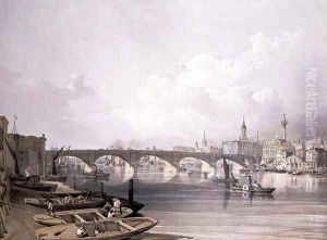 London Bridge, from above the bridge, engraved by William Simpson (1823-99), pub. 1852 by Lloyd Bros. & Co. by Edmund Walker