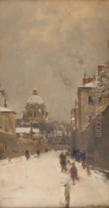 Rue Animee Enneigee by Luigi Loir