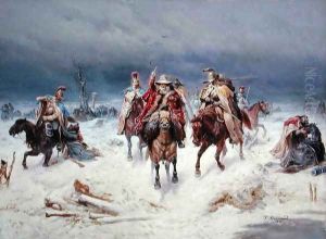 French Forces Crossing the River Berezina in November 1812, 1891 by Bogdan Willewalde
