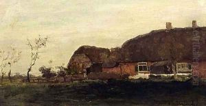 A Farmhouse In A Polder Landscape by Jan Hendrik Weissenbruch